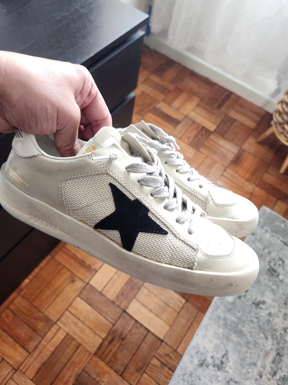 Golden Goose Stardan Size 37  White Sneakers with Black
